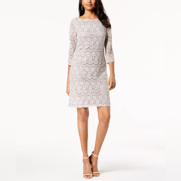 Jessica Howard Dresses & Skirts - Taupe Lacey Dress| Jessica Howard| W Sz. 14 |Bridal, Winter Formal, Fairycore